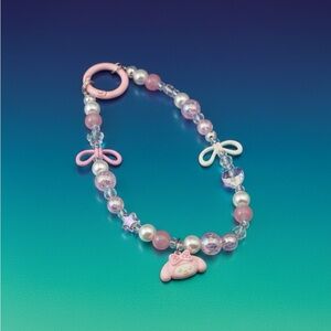 Handmade Pink and White Kids Charm Phone Chain